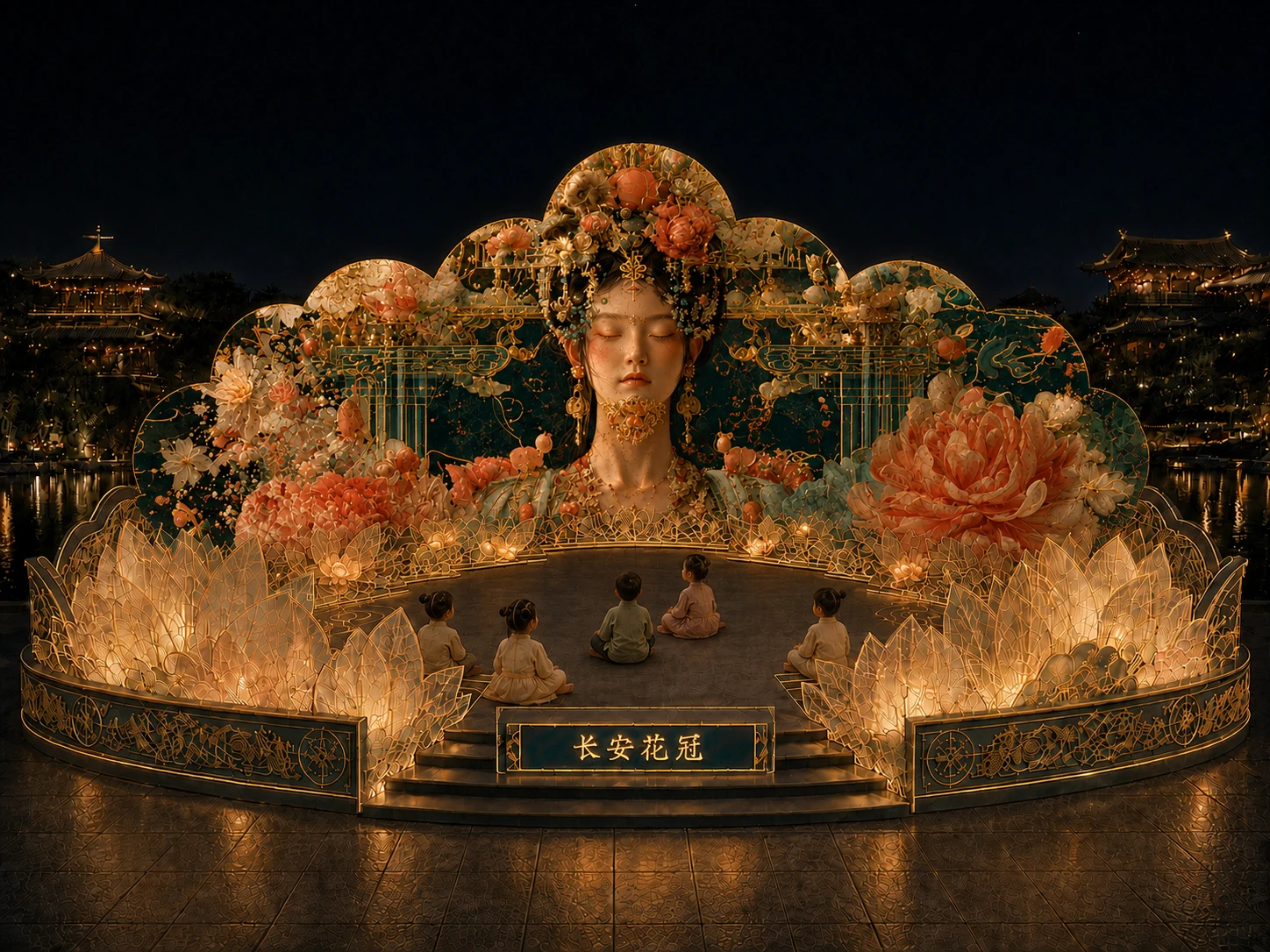 长安花冠夜间光影概念效果图